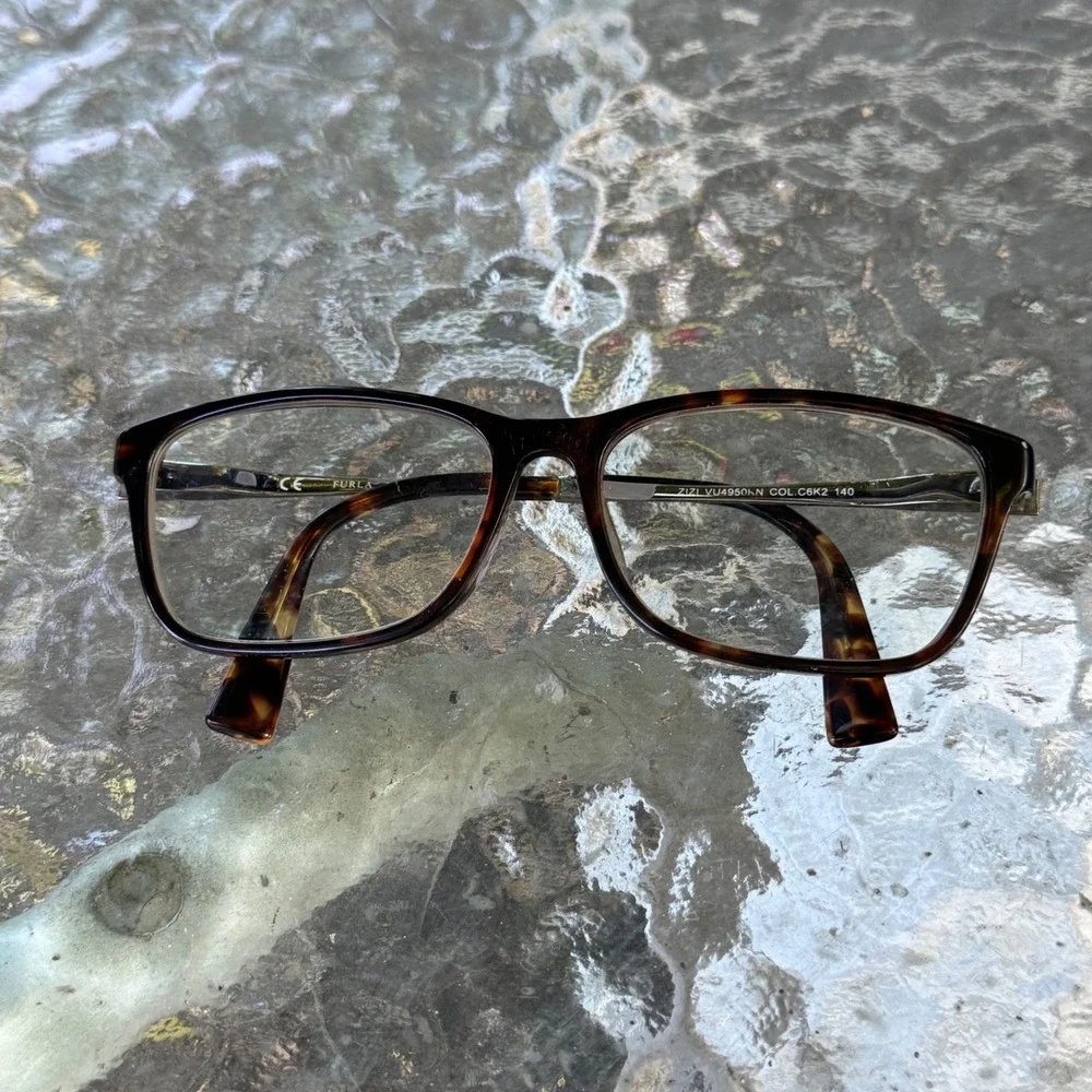 Furla Zizi VU4950KN Tortoise Shell Eyeglasses Frames Yellow Accent Chic Boho